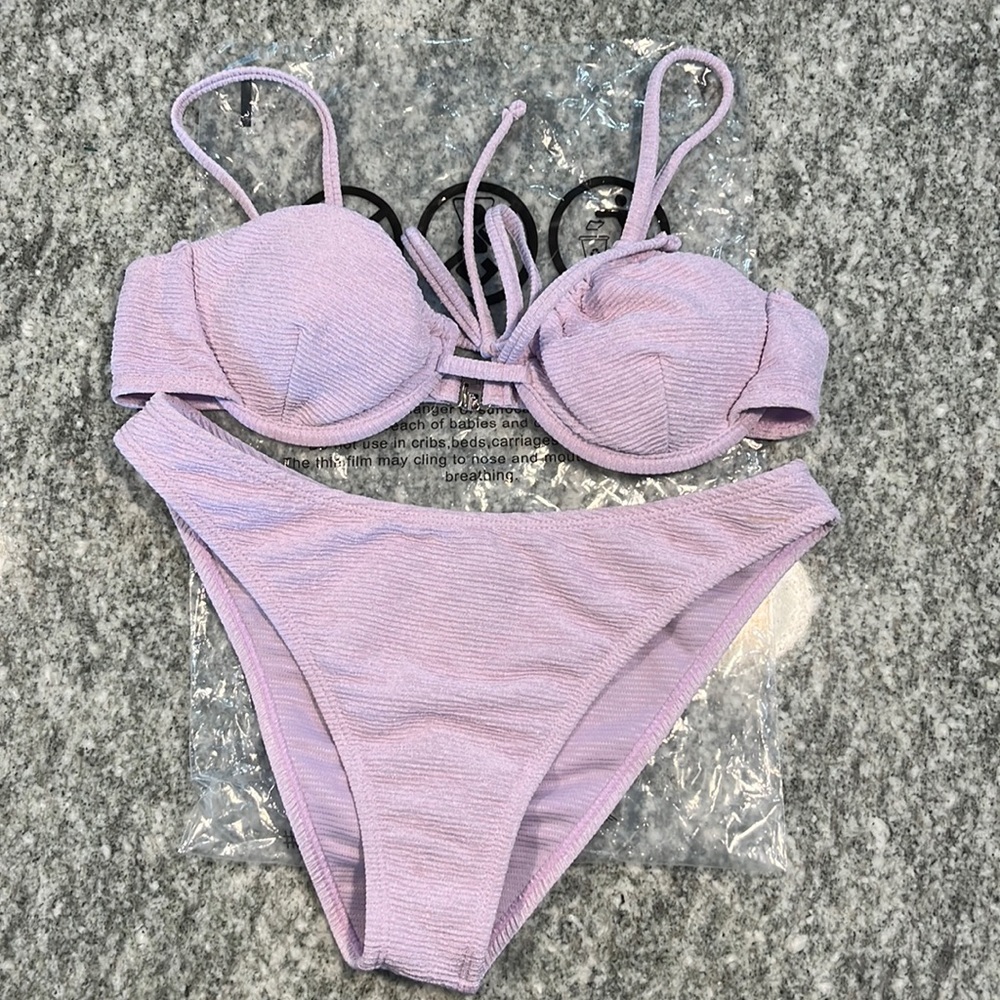 NEW Purple Underwire Tie Front Bikini